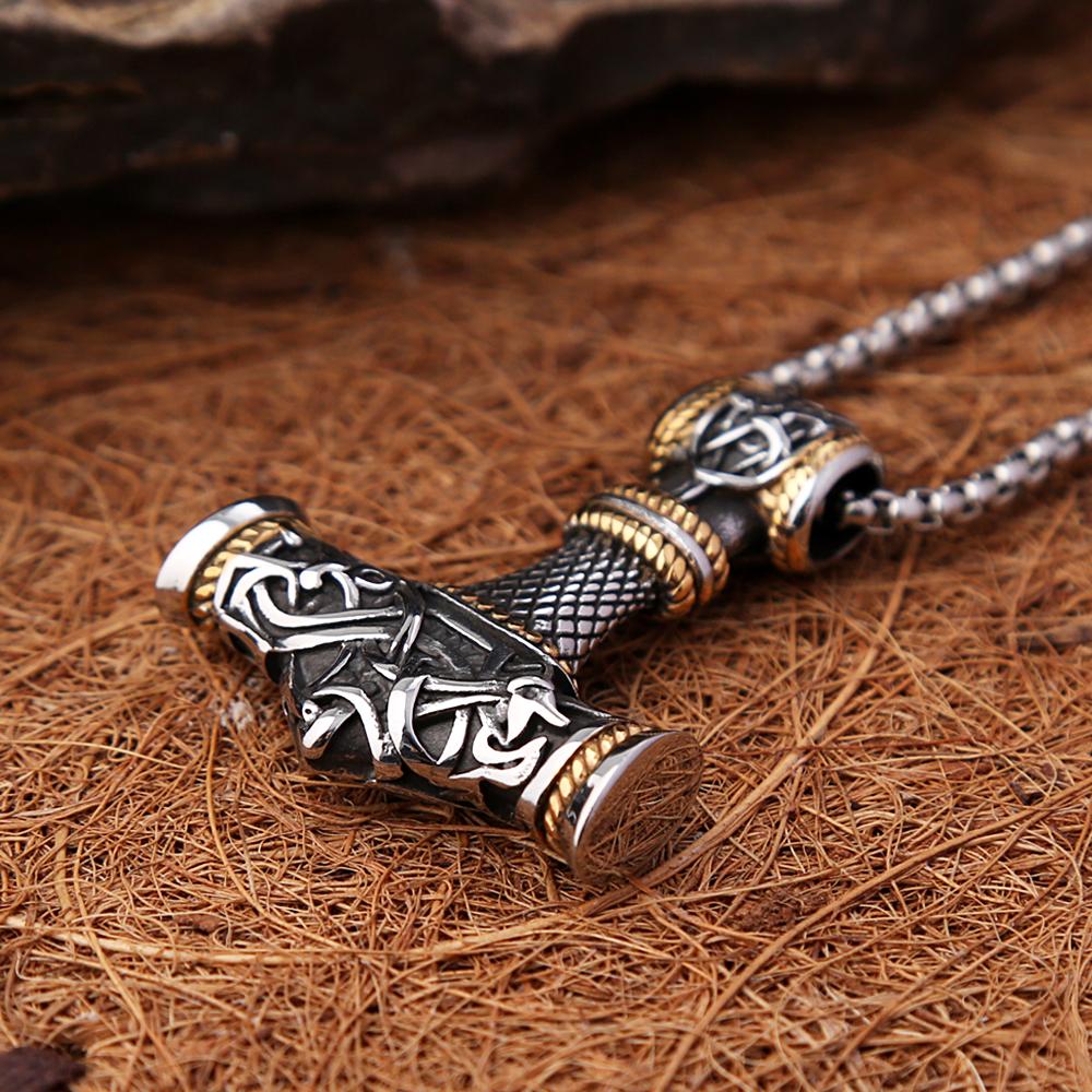 Severský Viking Nerezová ocel Thorovo kladivo Mjolnir Skandinávská runová amuletová řetízek Vegvisir Kotva přívěsek Pánské šperky