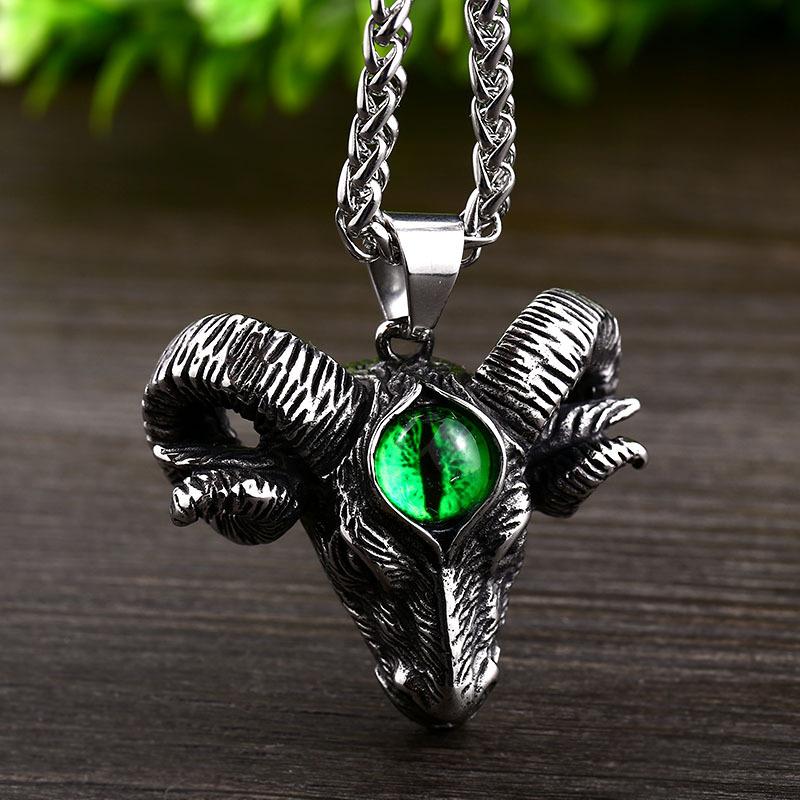 Vintage Baphomet Goat Pendant Necklace Gothic Men Stainless Steel Satanism Lucifer Necklace Fashion Animal Jewelry Accessories