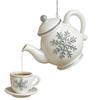 Yousheng Christmas Teapot Ornament Holly Vintage Tea Cups And Pot Set Xmas Tree Hanging Ornaments 2D Acrylic Teapot Decor with Pouring Tea Effect