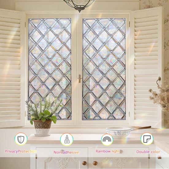 Static Glass Sticker Privacy Protection Film Softens Light Electrostatic Glass Sticker Waterproof Scratch-Proof Easy Care Window Decal