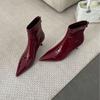 2025 new pointed stiletto patent leather rear zipper fashion Martin Chelsea Skinny Martin women's shoes