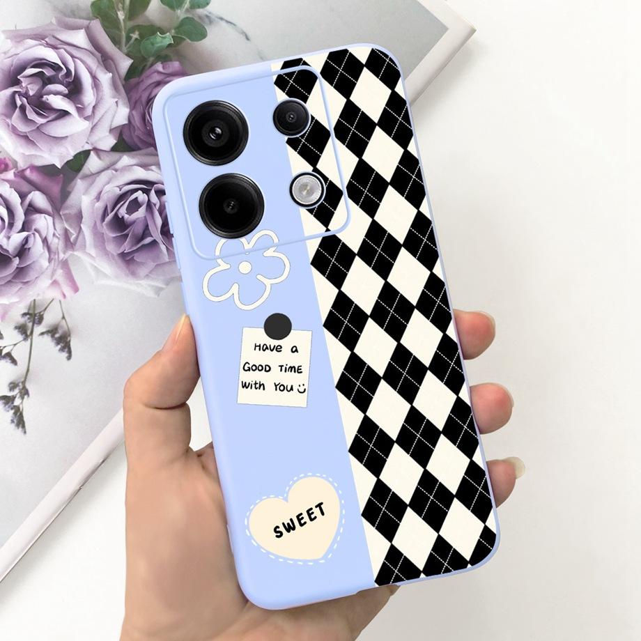 For Xiaomi Redmi Note 13 Pro 5G Phone Case Cow Print Checkered Pattern Soft Liquid Silicone Funda For Redmi Note 13 4G Pro+ Plus