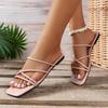Women Sandals  Summer White Flat Sandals Luxury Casual Bridal Wedding Shoes Strap Beach Sandals Roman Slipper
