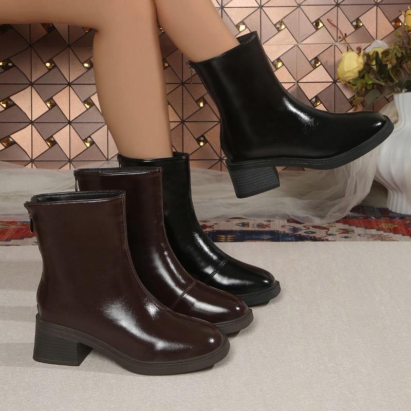 2025 Autumn Women Boots Women Shoes Square Toe Chunky Heel Shoes Casual Modern Boots Winter Genuine Leather Boots