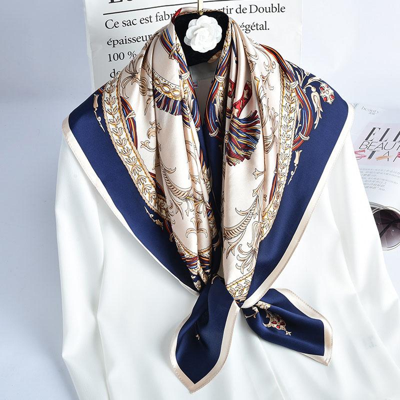 100% Real Silk Square Scarf Women Print Headscarf Echarpe Femme Pure Natural Silk Bandana Bufanda Mujer Neckscarf 88X88Cm