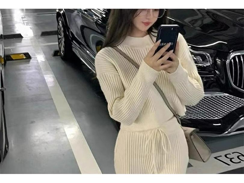 Elegant French Chic Apricot Knit Set with Wide-Leg Pants - Autumn 2025