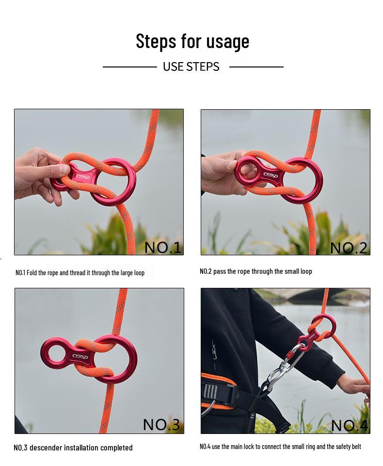 Aluminum Alloy Figure 8 Descender Belay Device - Lightweight & Durable for Fast Outdoor Descent