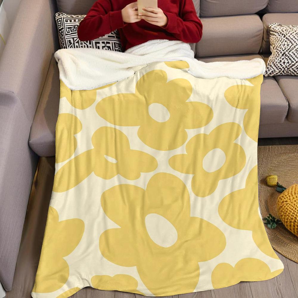 Yellow Blossoms Flannel Blanket Warm Soft Halloween Christmas Couch Warm Cozy Decorative Decor Gift for All Season