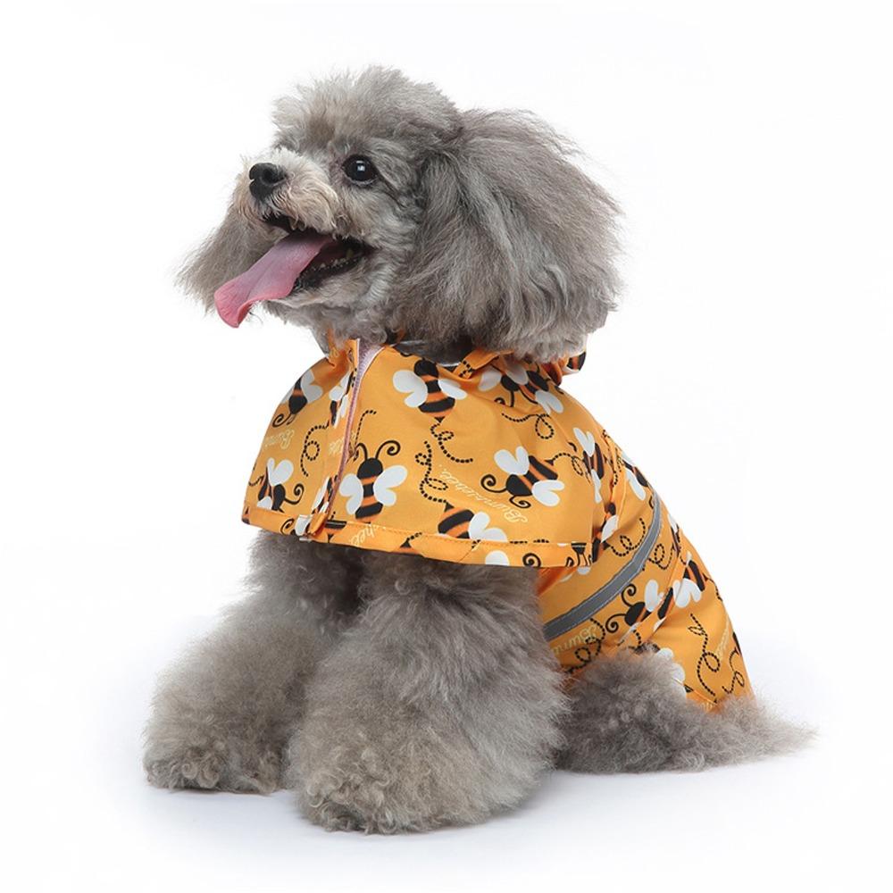 Bee Shaped Pet Rain Poncho Reflective Strips Reflective Dog Raincoat Dog Raincoat  Dog Outdoor Wear