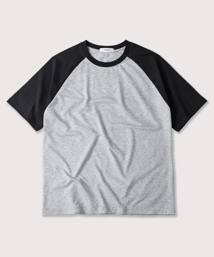 POLYGRAM Oversized Raglan Short Sleeve T-Shirt - Black/Gray