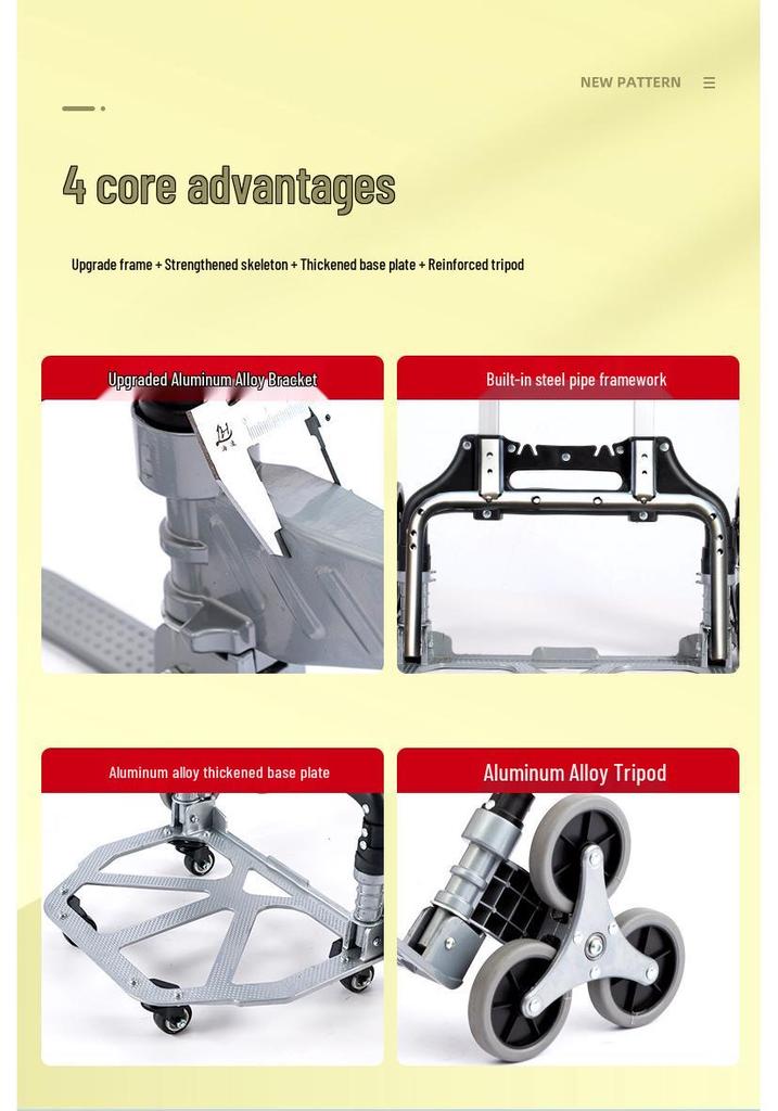 Six-Wheel Folding Stair-Climbing Hand Truck and Portable Cart
