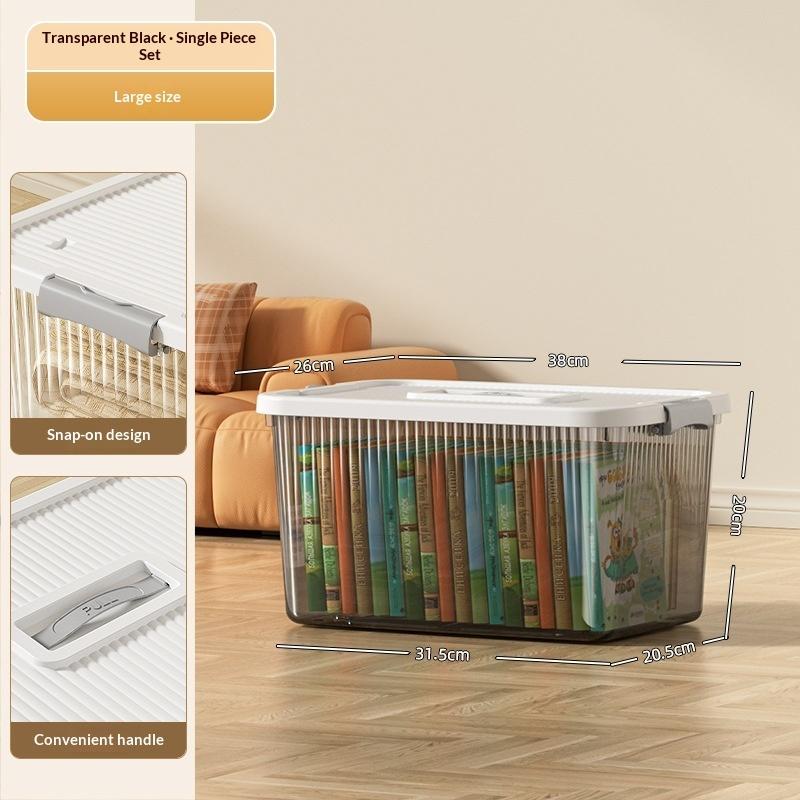 Transparent Large Capacity Storage Bins To Organize Books Snacks Toy Miscellaneous Storage Box