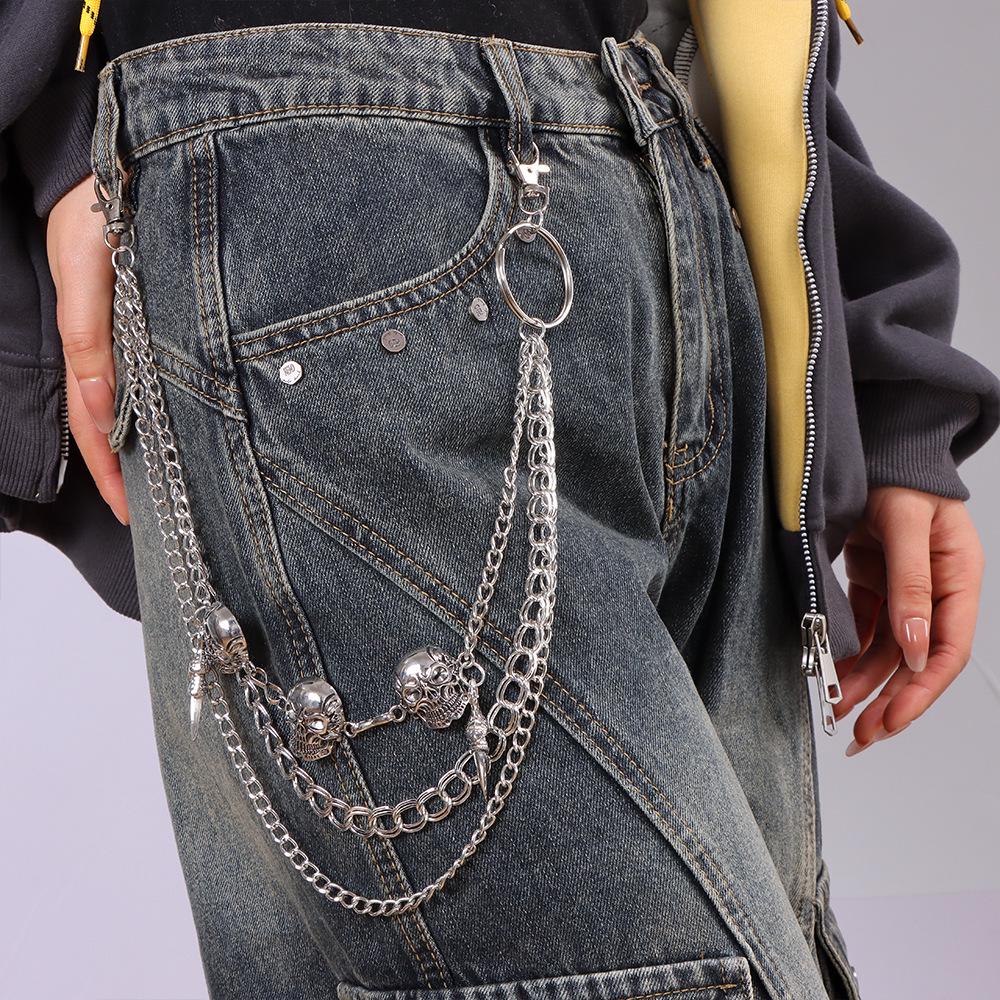 Retro Multi-layer Skull Metal Pant Chain for Denim