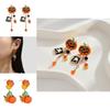 Fashionable Halloween Pumpkin And Skull Earrings With Eye-catching Zircon Details For Ladies