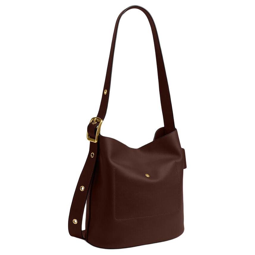 COACH Bleecker Cow Leather Bucket Bag, Shoulder Bag Large Women's Maple Brown CCC23-B4MPL