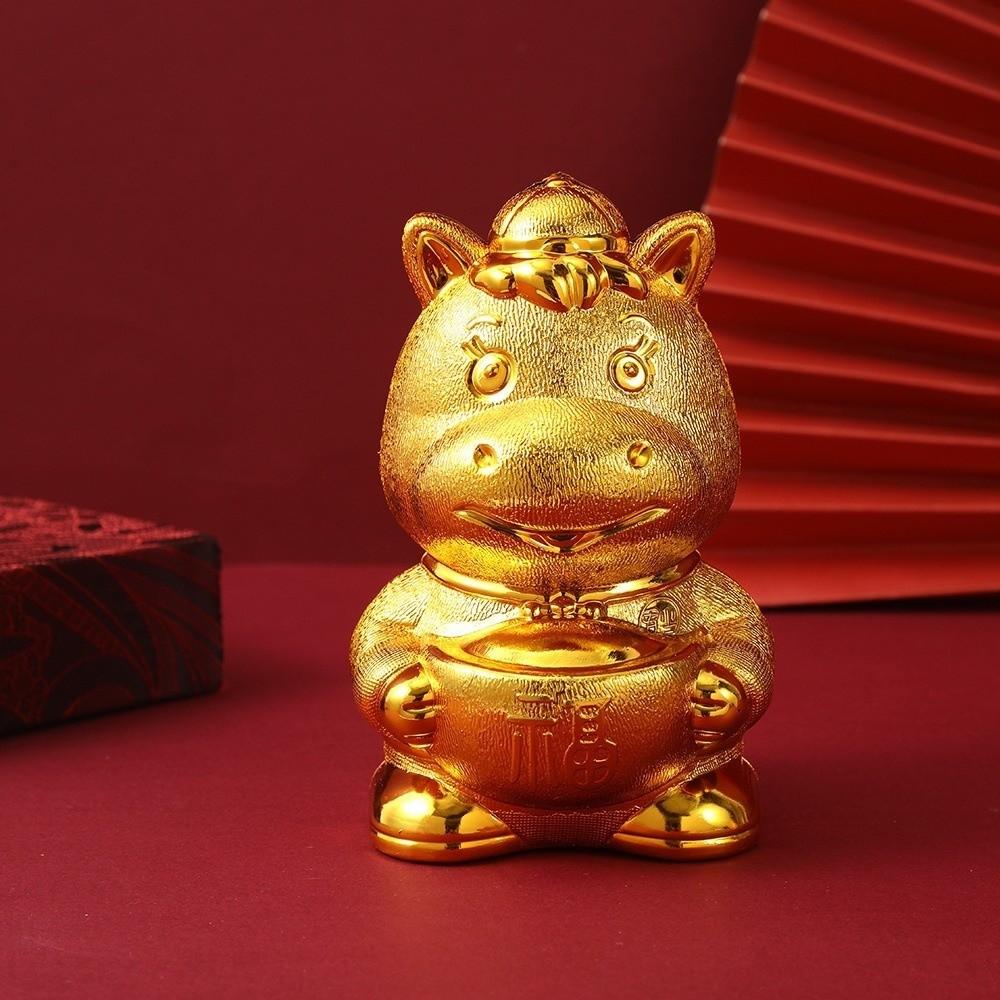 Traditional Zodiac Horse Piggy Bank Creative Gold Lucky Money Ingots Statues Cute Prosperity Feng Shui Wealth Symbol New Year