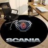 1PC Scania Logo Office Round Rug - Perfect for Office or Study Decor, Machine Washable, Non-Slip Backing, Decorative Floor Mat