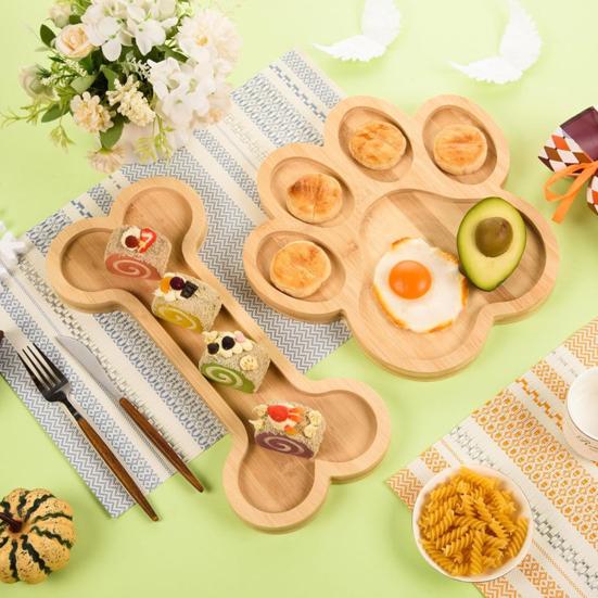 Bamboo Serving Tray Bone or Claw Shaped Charcuterie Board Snack