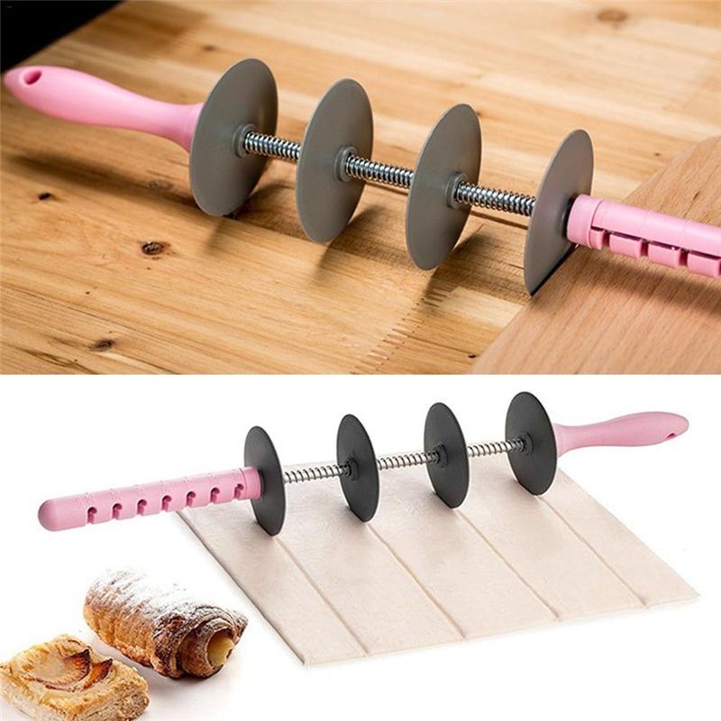 1 Pc Rolling Pin Multi-function Bread Set Adjustable Blade Roller Pins Croissant Cutter
