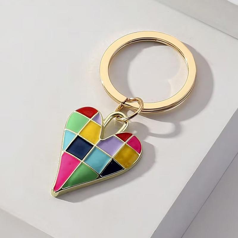

Cute Enamel Keychain Colorful Heart key Ring Love Key Chains For Women Men Handbag Accessories Car Key DIY Handmade Zircon Gift