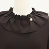 Shiz Madam Shirring Neck Pearl Fleece Dress N2748