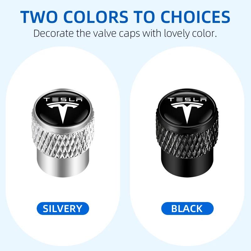 4Pcs Car Wheel Tire Valves Tyre Air Caps Case Car sticker For Tesla model 3 model X Y style Roadster Car Accessories