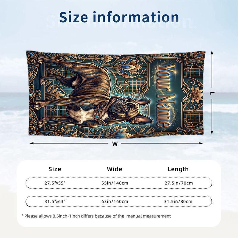 Dog Theme Beach Towel Personalized Custom Name & Text Soft Quick Dry Beach Towel for Swimming Travel