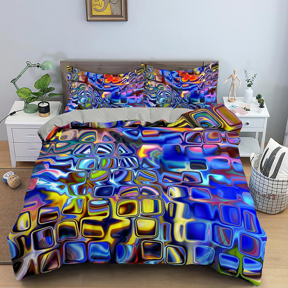 Abstract Duvet Cover Set King Microfiber Blue Psychedelic Bedding Set 2/3 Pcs Queen Size Warped Space Theme Twin Comforter Cover