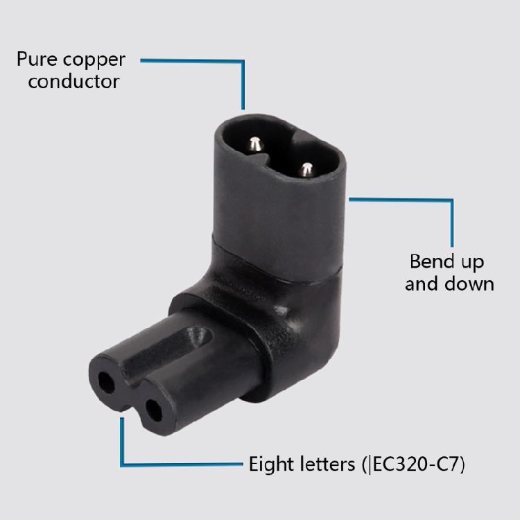 IEC 320 C7 to C8 90 Degree Up Down Angled Right Angle AC Adapter Extension