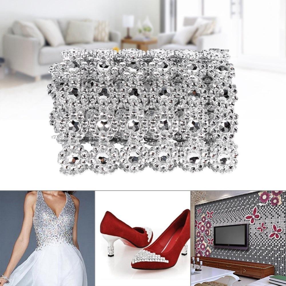 4 Inch Width Rhinestone Ribbon Silver Color Diamond Warp Ribbon  Arts And Crafts