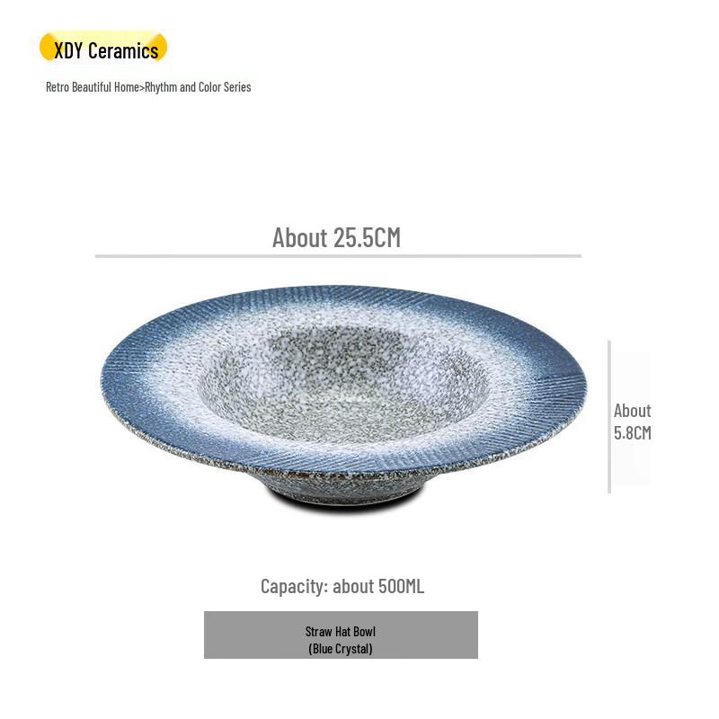 ZISIZ Japanese Ceramic 10-inch Twill Straw Hat Plate