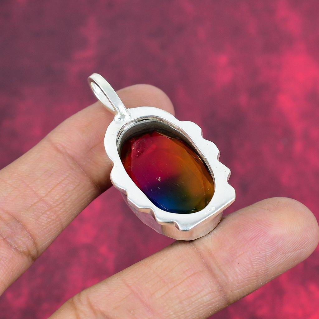 Multi Tourmaline Jewelry, Handmade Gemstone Pendant, 925 Solid Sterling Silver Pendant Antique Jewelry, For Engagement Gift