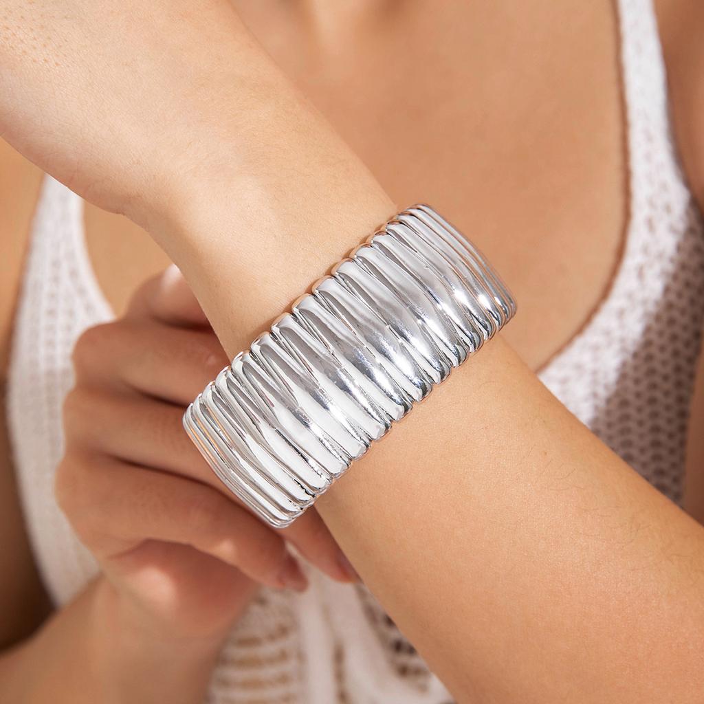 Geometric Irregular CCB Gold and Silver Bracelet, Hip Hop Exaggerated Jewelry Bracelet Set Female