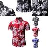 Luxurious Men's Hawaii Floral Casual Shirt With Short Sleeves And Slim Fit Design