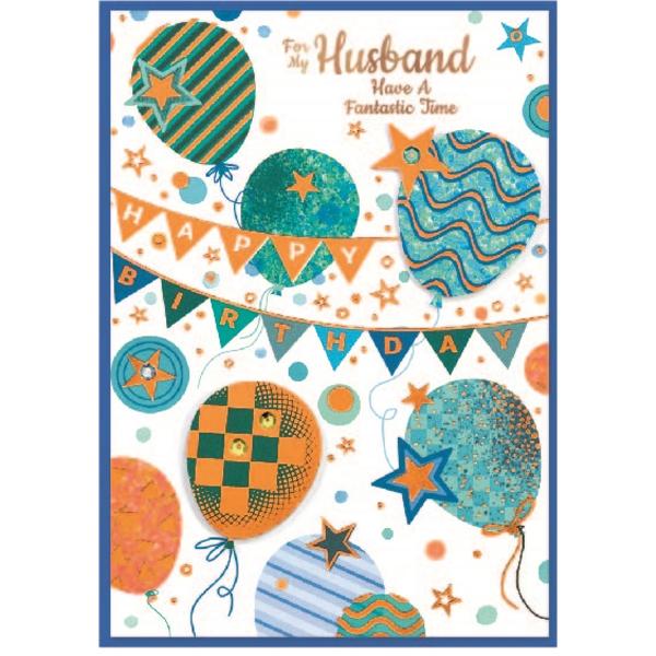 Simon Elvin For My Husband Happy Birthday Greetings Card (Pack of 6)