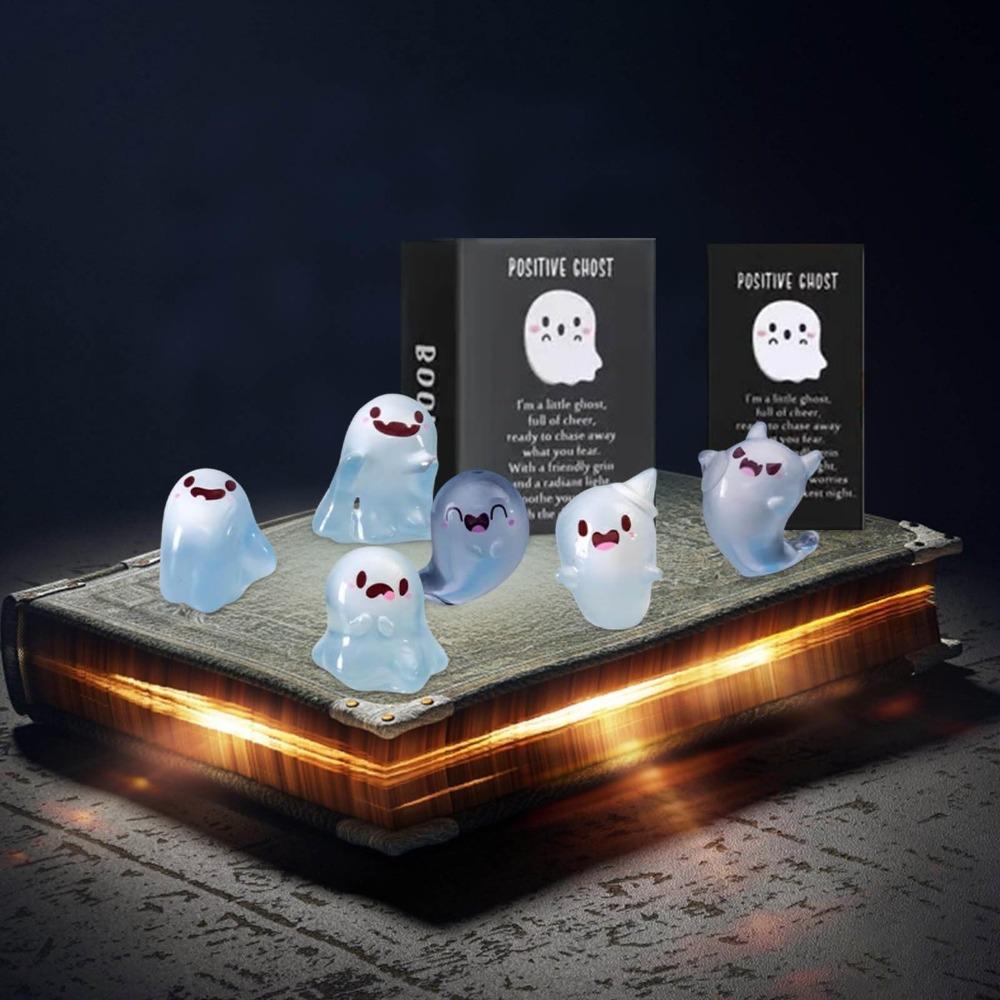 Mini Ghost Figures With Box Luminous Ghost Figurines Resin Glow in The Dark Ghost Figures Cute Positive Gift