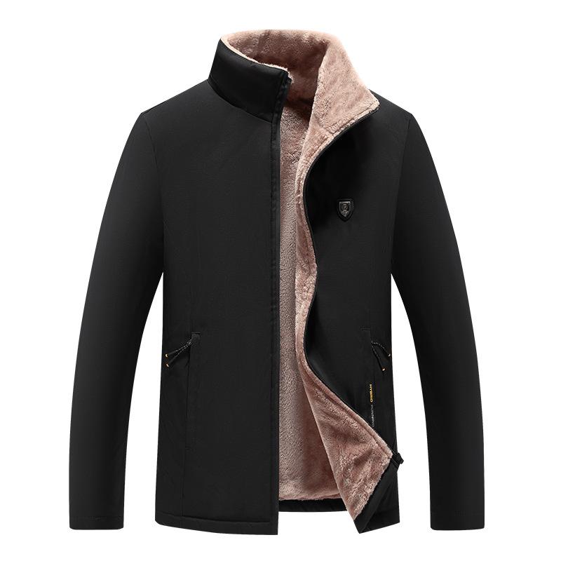 

Fleece thickened super thick coat dad wear men s middle-aged and elderly cotton-padded clothes stand-up collar winter cotton clothes 5XL