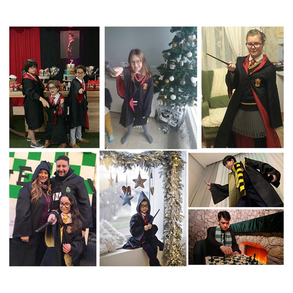 [Haiuroshi] Harry Potter Cosplay Costume, Luxury 4-Piece Full Set, Harry Potter Costume, Magic Robe, Halloween Cloak, Unisex Costume