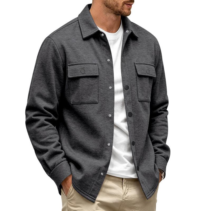 Men S Long Sleeve Knit Button Pocket Casual Jacket