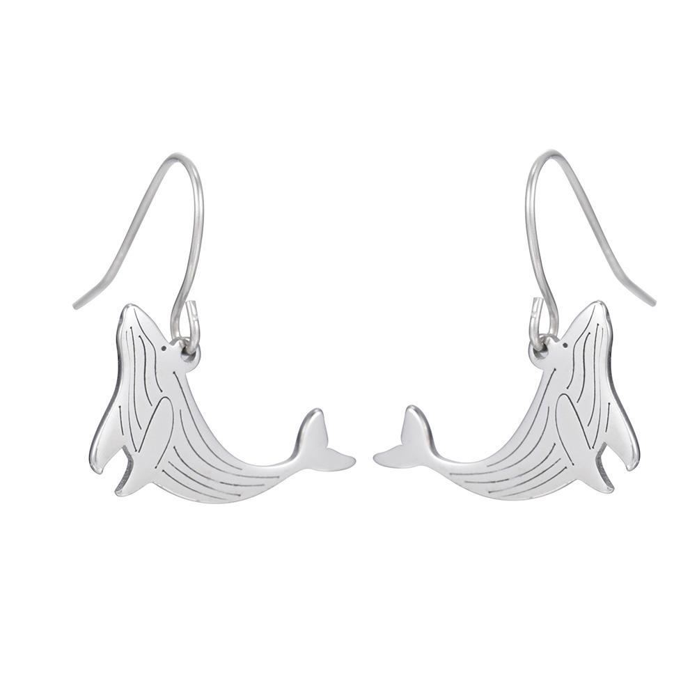 Cazador Lovely Animal Whale Drop Earrings for Women Sea Creatures Dangle Earring Mother Gifts Stainless Steel Jewelry