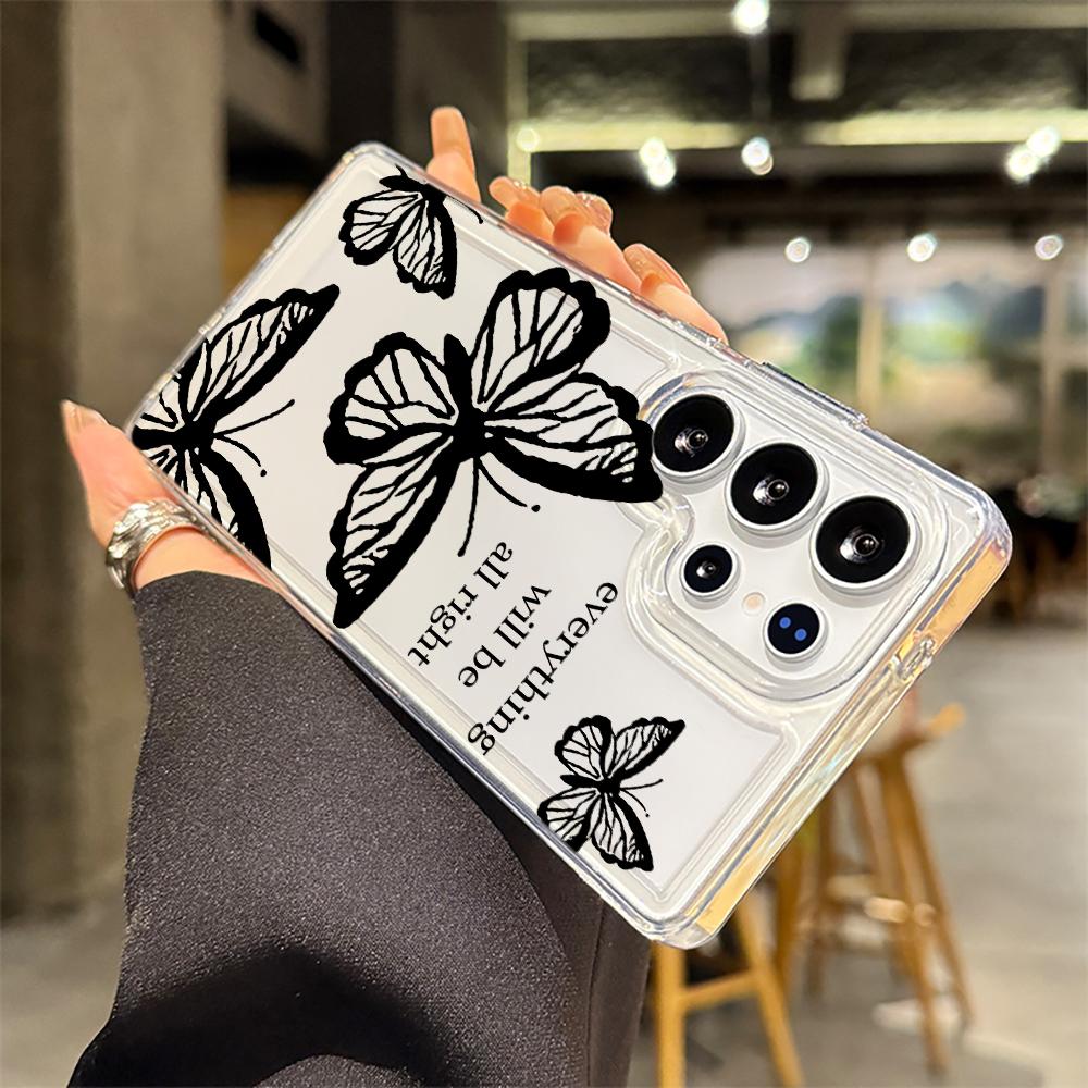 Trendy Butterfly Phone Case For Samsung Galaxy Note 20 S25 S24 S23 S22 S21 Ultra FE Plus A55 A54 A53 A35 A34 5G Silicone Funda