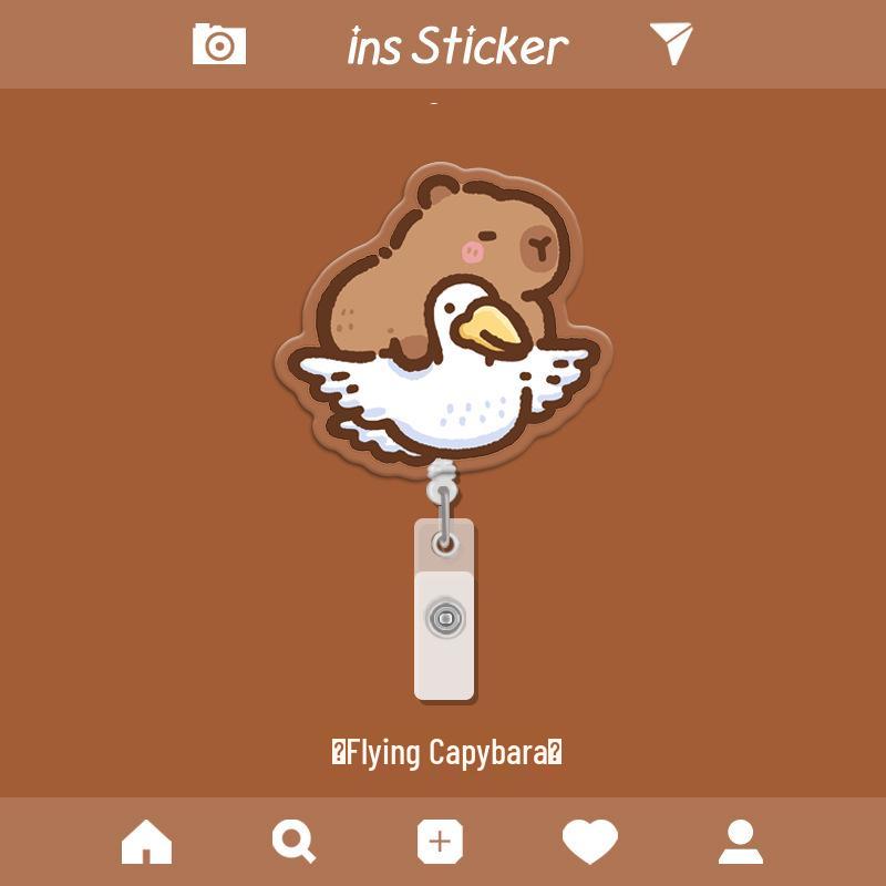 

Capybara Retractable ID Card Holder for Students, Doctors & Nurses - Cute Accessory for Name Badges