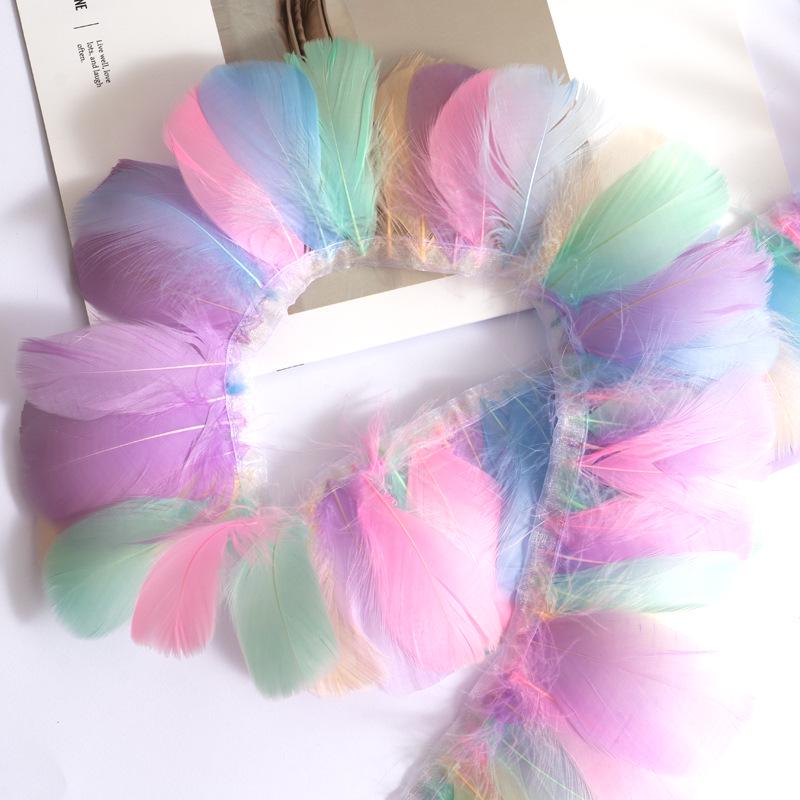 Colorful Goose Feather Strips for DIY Skirts, Shawls, Costumes, and Decorations