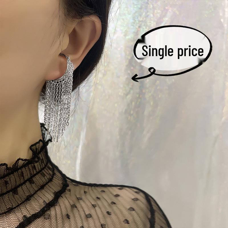 European & American Twist Long Tassel Clip-On Ear Cuff for Women