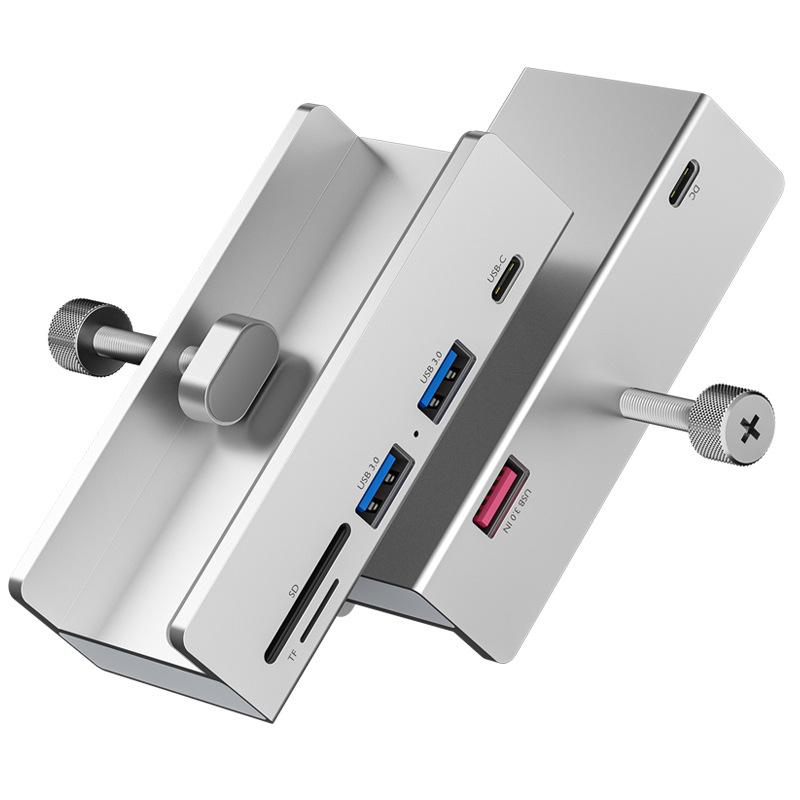 Aluminum Type C 4 Port USB 3.0 HUB Phone Holder SD TF USB Memory Card Reader DC Power Adapter Splitter Multiple Extend Dock 1
