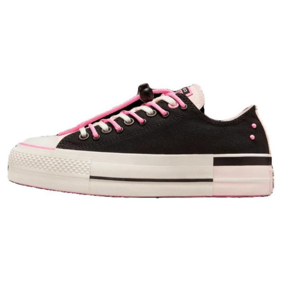 Converse  Chuck Taylor All Star Lift Platform EasyOn Low Black Fable Pink Women Sneakers Egret A09540C