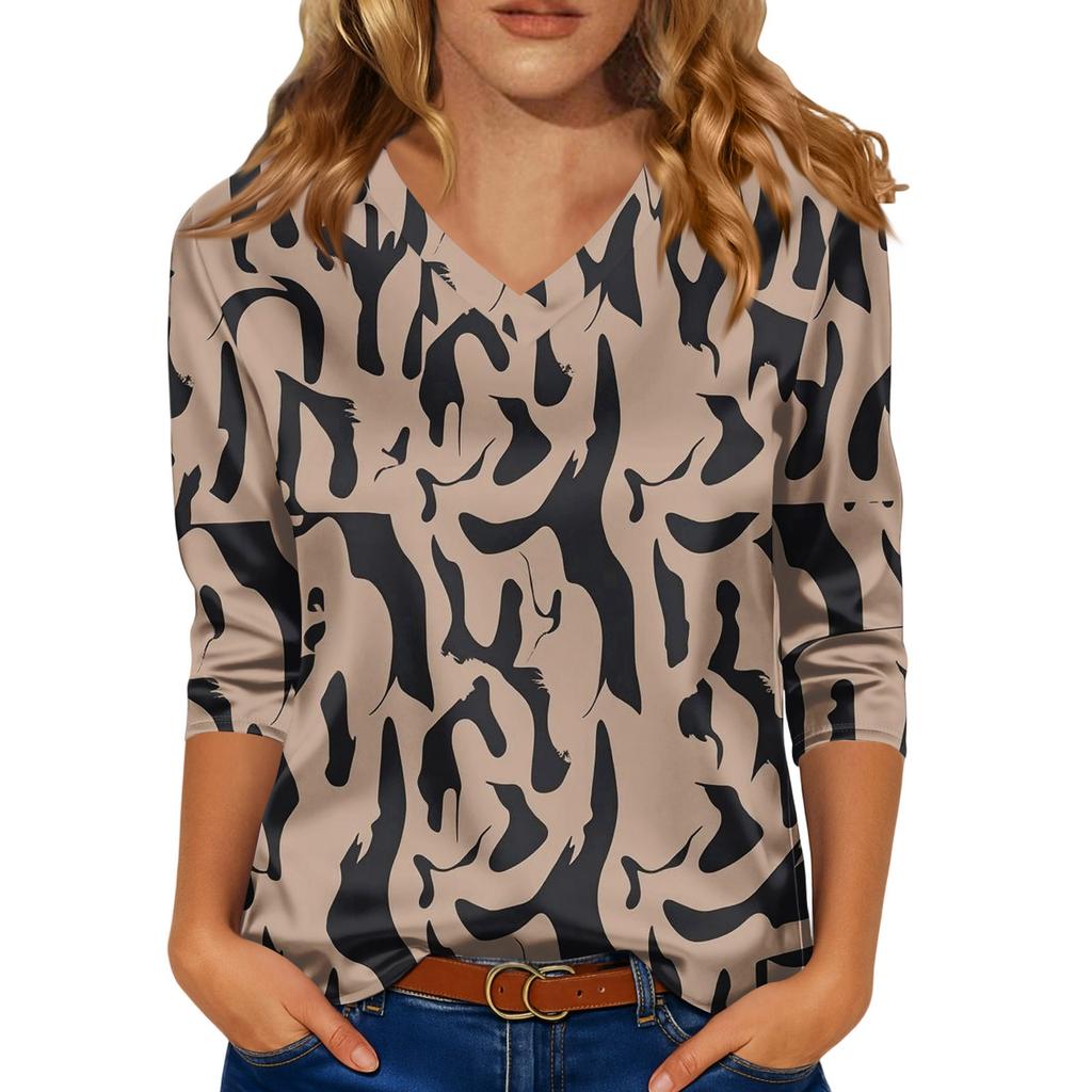 Kadınlar İçin Şık 3/4 Uzun Kollu Gömlekler İş Günlük Kıyafet Üstleri