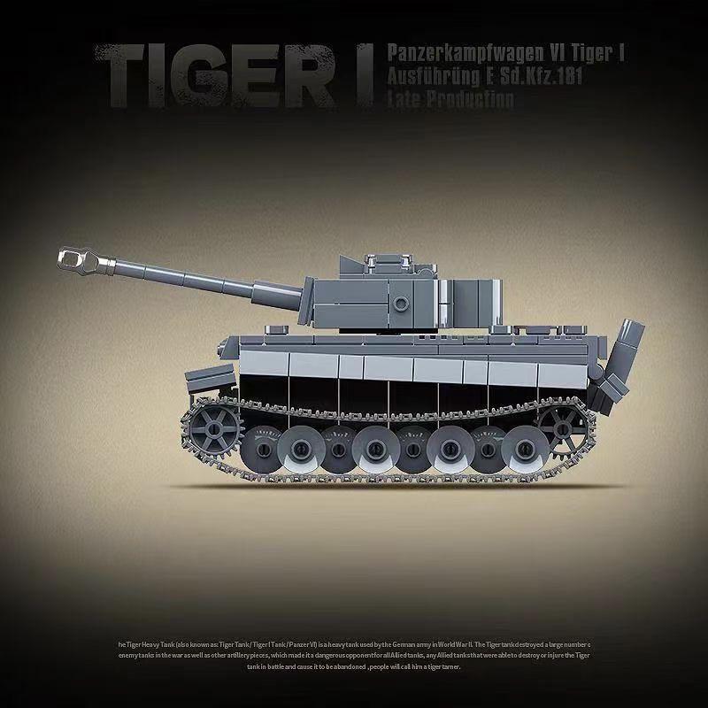Full Crown Building Set 100242 Tiger I Heavy Tank Model WWII Military Series Assembly Toy Boys' Gift
