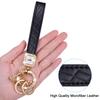 Wisdompro Car Key Key Chain, Sparkling Carabiner, PU Leather, Smart Key, Anti-Lost, Stylish, Cute, Women's, Black