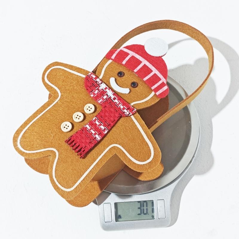 Festival Double Sided Gingerbreads Handheld Bag Durable Cloth Materials Spacious Holiday Gift Storage For Home Office Christmas Decoration
